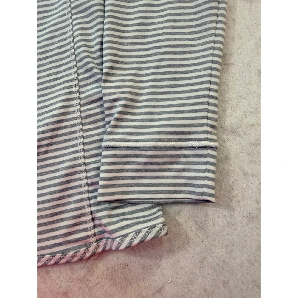 Vineyard Vines Mens Shep Shirt Grey White Striped Quarter Zip Pullover Small